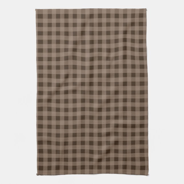 Brun rutig kökshandduk i gingham (Vertikal)