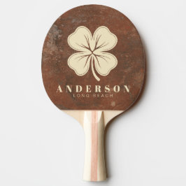 Brun Sandsten Fyrklöver med Namn Pingisracket