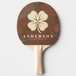 Brun Sandsten Fyrklöver med Namn Pingisracket