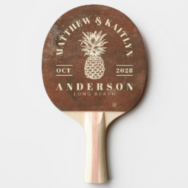 Brun Sandsten Tropisk Ananas Bröllop Pingisracket