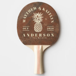 Brun Sandsten Tropisk Ananas Bröllop Pingisracket