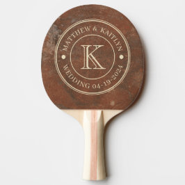 Brun Sandstens Bröllopsmonogram Pingisracket