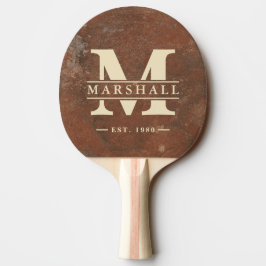 Brun Sandstensmonogram & Namnöverlägg Pingisracket
