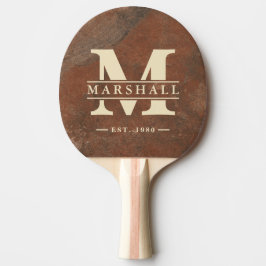 Brun Sandstensmonogram & Namnöverlägg Pingisracket