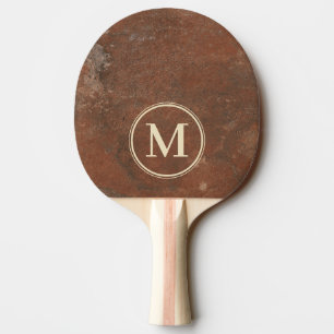 Brun Sandstensmonogram Pingisracket