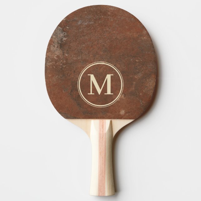 Brun Sandstensmonogram Pingisracket (Baksidan)
