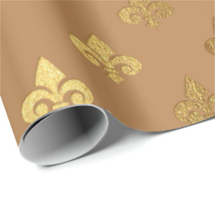 Brun Sepia guld- metallisk Fleur-de-lis för honun Presentpapper