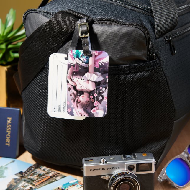 Brun Sjöjungfru med Rosa Blommor i hennes hår Bagagebricka (Framsida & Baksida)