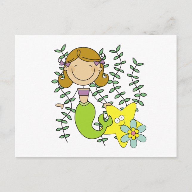 Brun Sjöjungfru Vykort (Framsida)