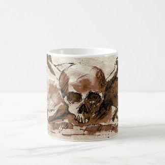 brun skalle och crossbones kaffemugg