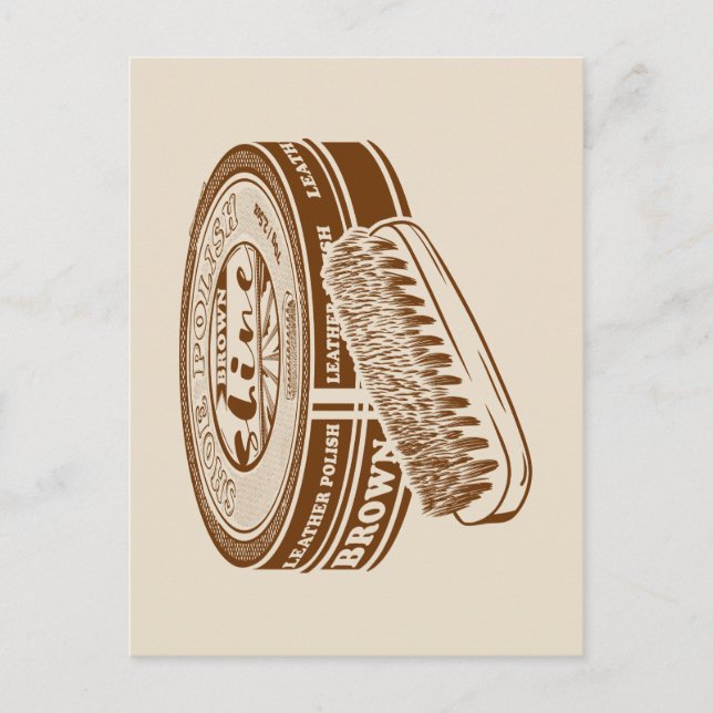 Brun skobenstyr tenn vykort (Framsida)