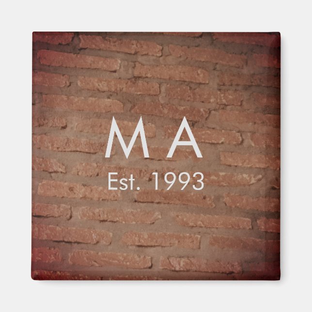 Brun skorstenstenssten Lägg till årsdatum för namn Magnet (Framsidan)