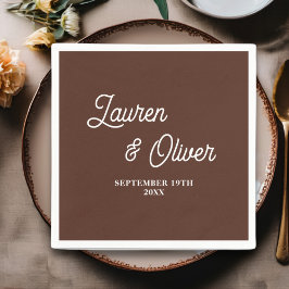 Brun skript, minimalistisk Bröllop Pappersservett