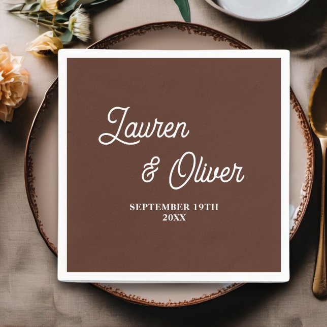 Brun skript, minimalistisk Bröllop Pappersservett (Skapare uppladdad)