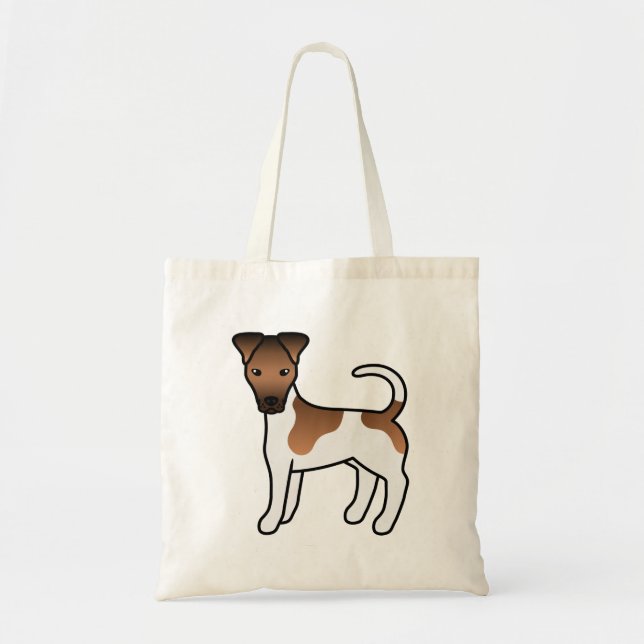 Brun Smooth Fox Terrier Söt Tecknad Hund Tygkasse (Framsidan)