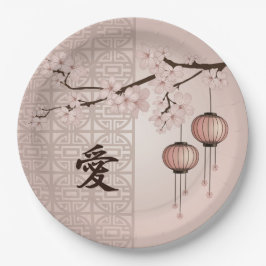 Brun snöre-lyktor och blommar "Kärlek"