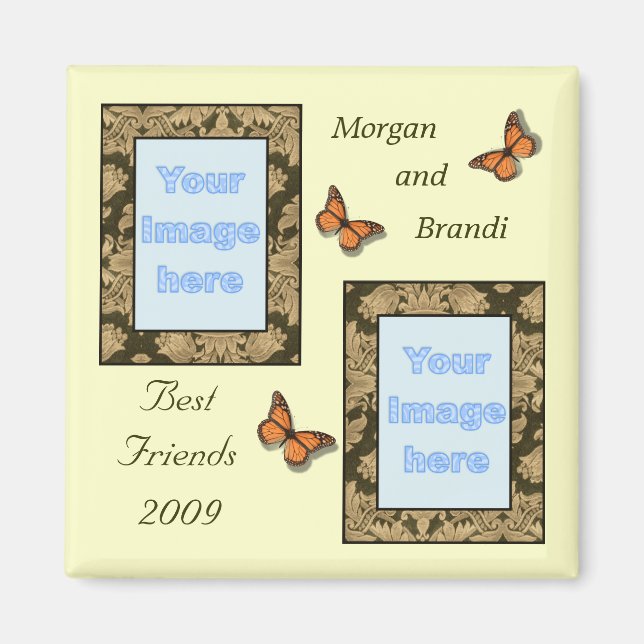 Brun Snöre Skriv ut bästa vänner Photo Magnet (Framsidan)