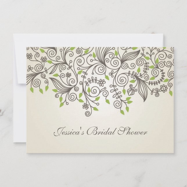 Brun snurra och grönt löv Möhippa Inbjudningar (Framsida)