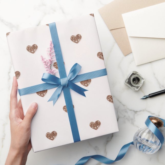 Brun Socker Glitter Hjärtan Kärlek Alla Hjärtans D Presentpapper (Gifting)