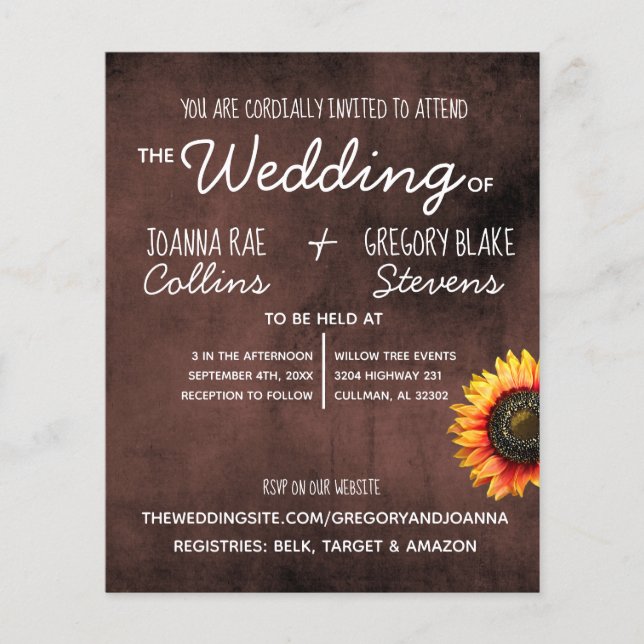 Brun solrosasonbjudan Flyer (Framsidan)