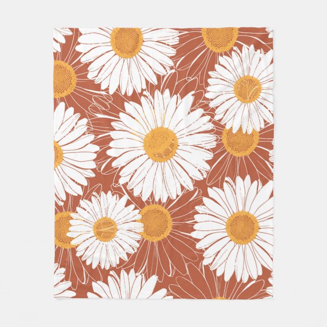 Brun sömlös mönster med daisy fleecefilt (Framsidan)