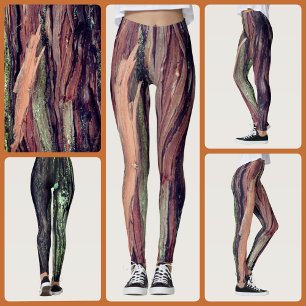 Brun Söndertrasad Trädbark Fotografisk Natur Leggings