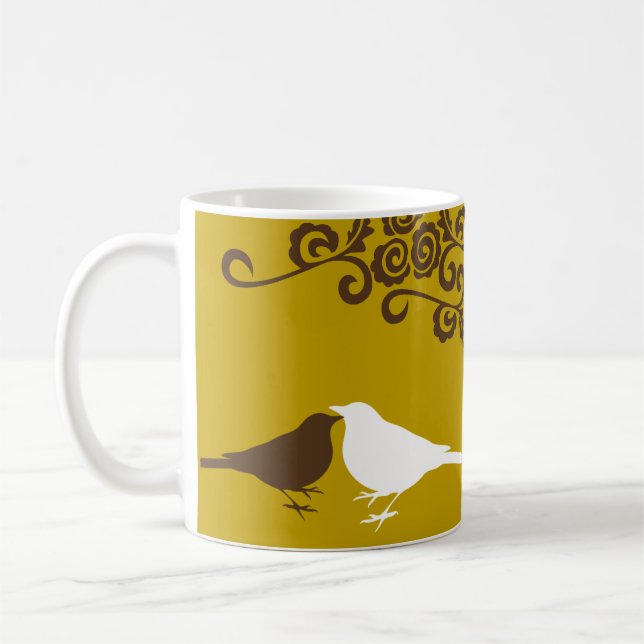 Brun söt fågelnamn, möhippa kaffe mugg (Vänster)