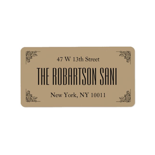 Brun Söt Par Monogram Hjärtan Returadress Adressetikett (Framsidan)