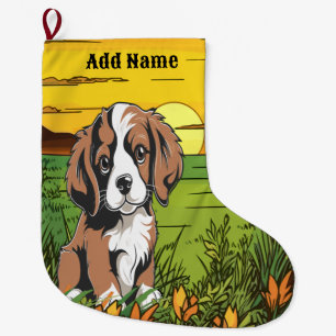 Brun Spaniel Stor Julstrumpa