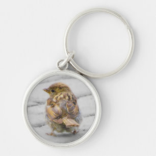 Brun Sparrow Rund Silverfärgad Nyckelring