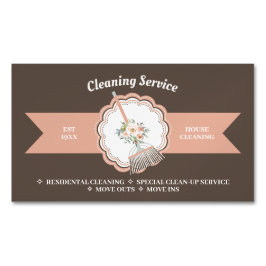 Brun Städhushåll Kalligrafi Städning Magnetiska Visitkort