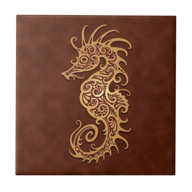 Brun stam- Seahorse Kakelplatta (Framsidan)