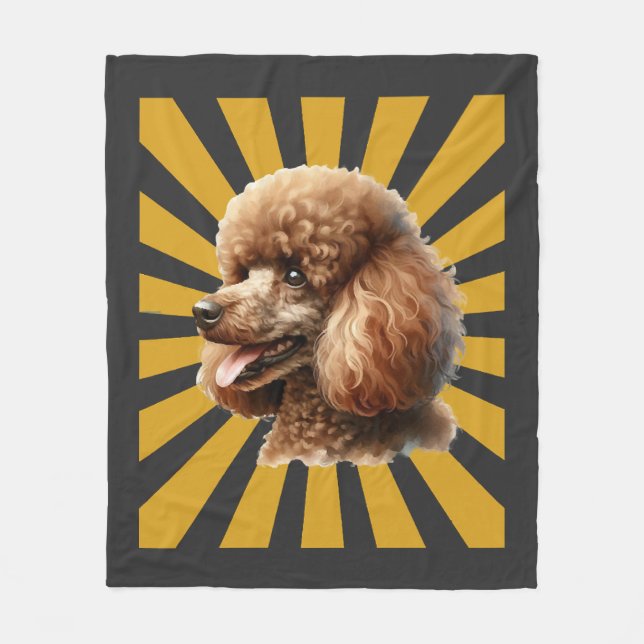 Brun Standard Poodle Retro Sunburst Fleecefilt (Framsidan)