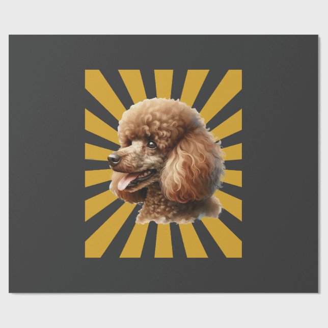 Brun Standard Poodle Retro Sunburst Presentpapper (Platt)