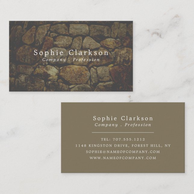Brun steneffekt, Rustic Visitkort (Fram/baksida)