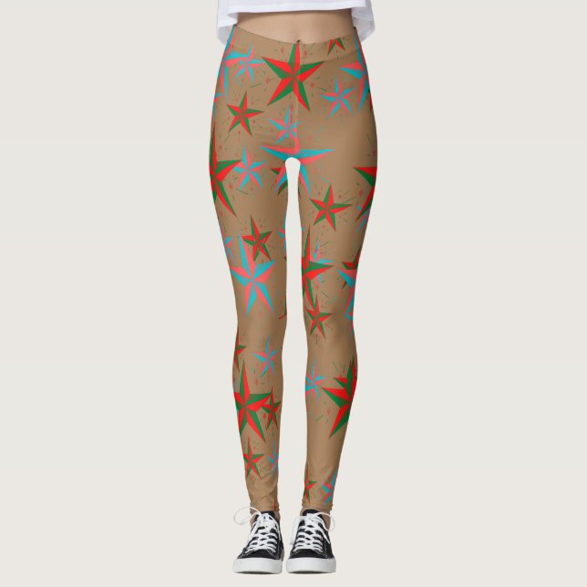 Brun stjärna aktiv leggings (Framsida)