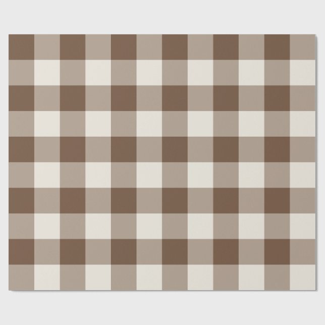 Brun Stor Rutig Gingham Presentpapper (Platt)