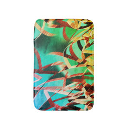 Brun strimma över rustik grönt och akvamarin badrumsmatta