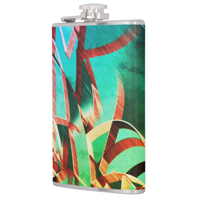 Brun strimma över rustik grönt och akvamarin fickplunta (Vänster)