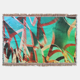 Brun strimma över rustik grönt och akvamarin filt