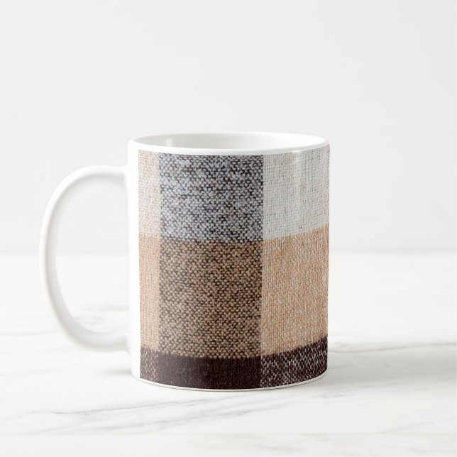 Brun styrd ullväv struktur. tartan  kaffemugg (Vänster)