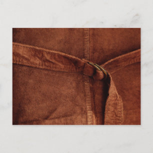Brun suede med remsa och låsbeslag vykort