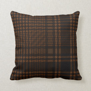 Brun svart glansch Kontrollera houndstooth Mönste Kudde