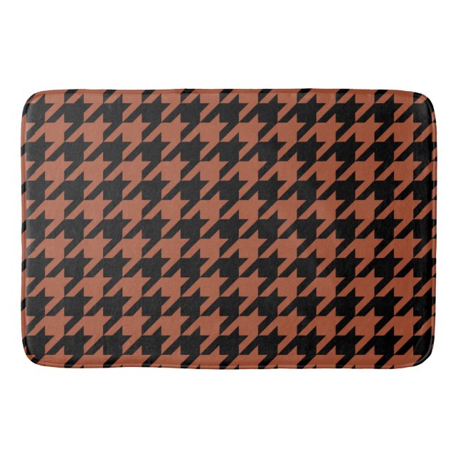Brun svart houndstooth-kontroll badrumsmatta (Framsidan)