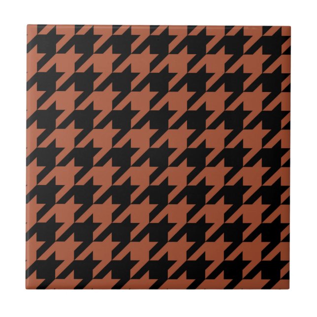 Brun svart Houndstooth rutig  Kakelplatta (Framsidan)