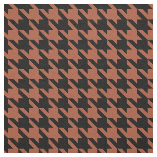 Brun svart Houndstooth rutig  Tyg (Provkarta)