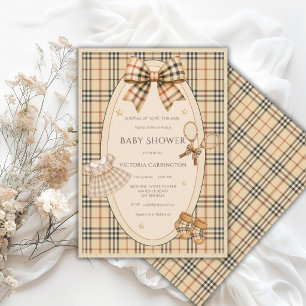 Brun Svart Karo Serverar Kärlek Baby Shower Inbjudningar