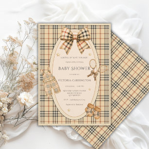 Brun Svart Karo Serverar Kärlek Baby Shower Inbjudningar