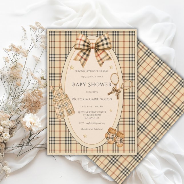 Brun Svart Karo Serverar Kärlek Baby Shower Inbjudningar (Skapare uppladdad)