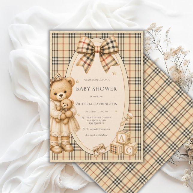 Brun svart karott Teddy Bear Baby Shower Inbjudningar (Skapare uppladdad)